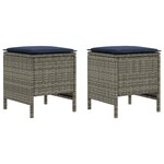 vidaXL Pouf de Jardin 2 Pièce Gris et bleu marine 38 x 38 x 45 cm