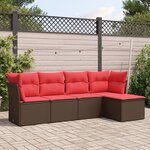 vidaXL Salon de jardin avec coussins 5 Pièces marron résine tressée