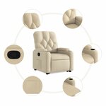 vidaXL Fauteuil inclinable Crème Tissu