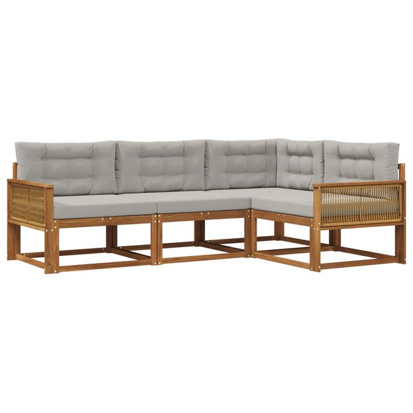 vidaXL Ensemble de canapés d'extérieur 4 pc Naturel et Gris clair