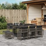 vidaXL Ensemble à manger de jardin 11Pièces avec coussins gris poly rotin