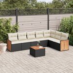 vidaXL Salon de jardin 8 Pièces avec coussins noir résine tressée