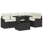vidaXL Ensemble de canapé de jardin avec coussin 6 Pièces Noir Poly rotin