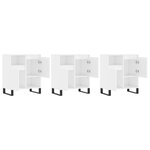vidaXL Buffets 3 Pièces blanc brillant bois d'ingénierie