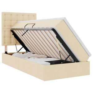 vidaXL Lit de rangement LED avec matelas Crème 100 x 200 cm Tissu