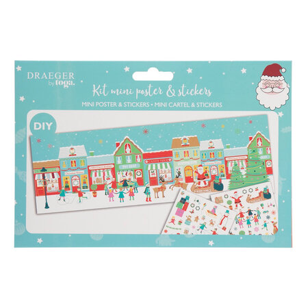 Kit Mini Poster Et Stickers - Village Traditionnel De Noël - Draeger paris