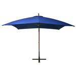 vidaXL Parasol suspendu avec mât Bleu azuré 3x3 m Bois de sapin massif