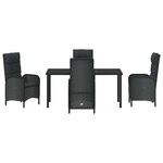 vidaXL Ensemble de salle à manger pour jardin 5 Pièces Noir Poly rotin