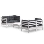 vidaXL Salon de jardin 5 Pièces avec coussins anthracite bois de pin
