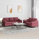 vidaXL Ensemble de canapés 2 Pièces avec coussins rouge bordeaux tissu