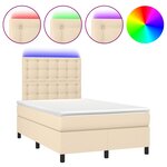 vidaXL Sommier à lattes de lit matelas et LED crème 120x190 cm tissu