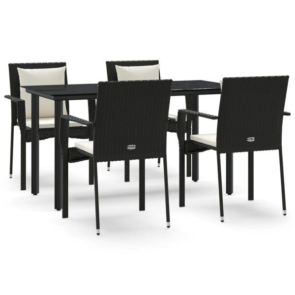 vidaXL Ensemble à manger de jardin coussins 5Pièces Noir Résine tressée
