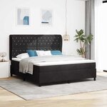 vidaXL Lit à ressorts avec matelas Noir 180 x 200 cm Velours
