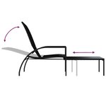 vidaXL Chaise longue avec repose-pied Résine tressée Noir