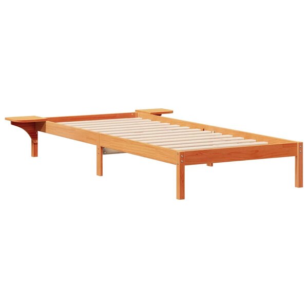 vidaXL Cadre de lit avec tables de chevet Brun cire 100 x 220 cm