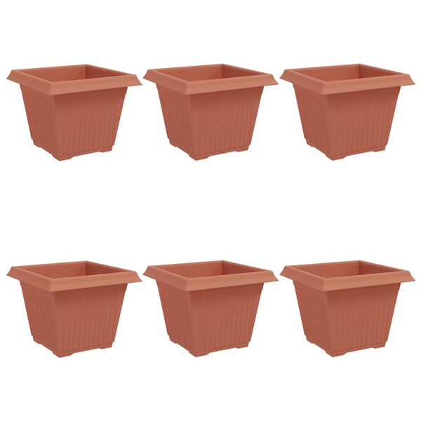 vidaXL Pot de Fleurs Carré 6 Pièces Rouge brique 28 5 x 28 5 x 22 cm