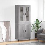 vidaXL Buffet haut Sonoma gris 69 5x34x180 cm Bois d'ingénierie