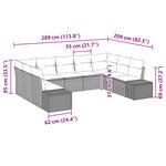 vidaXL Ensemble de canapé de jardin 9 pièces avec coussins Noir en rattan synthétique