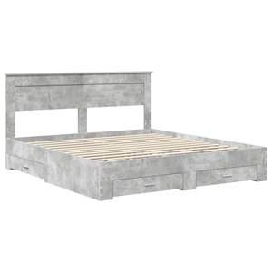 vidaXL Cadre de lit Gris béton 200 x 200 cm Bois d'ingénierie