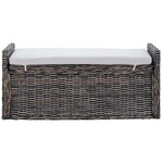 vidaXL Banc de rangement Noir Blanchi 110 x 40 x 50 cm Rotin