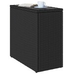 vidaXL Table d'appoint de jardin avec dessus en verre noir rotin