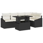 vidaXL Set de canapé de jardin 6 pièces avec coussins en rattan synthétique noir