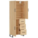 vidaXL Buffet haut Chêne sonoma 69 5x34x180 cm Bois d'ingénierie