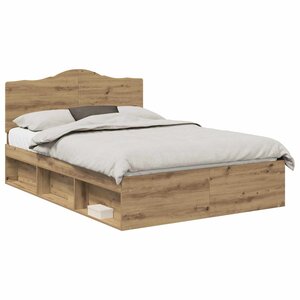 vidaXL Cadre de lit Chêne artisan 140 x 190 cm Pin massif