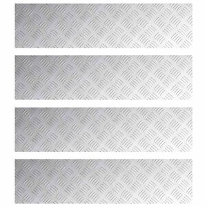 vidaXL Nez de marche Rectangulaire 4 Pièces Argenté 100 x 25 cm Aluminium