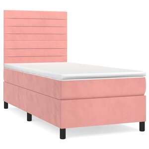 vidaXL Sommier à lattes de lit avec matelas Rose 100x200 cm Velours