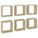 vidaXL Étagères cube murales 6 Pièces Chêne sonoma 30x15x30 cm