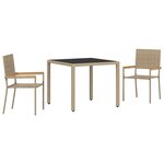 vidaXL Ensemble de salle à manger pour jardin 3 Pièces Beige polyrotin