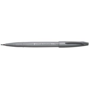 Stylo feutre brush sign pen ses15 pointe pinceau flexible gris x 10 pentel