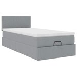 vidaXL Cadre de lit ottoman et matelas gris clair 90x190 cm tissu