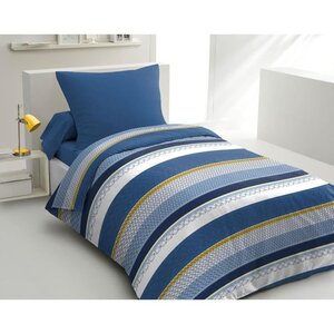 Parure de couette microfibre - 1 housse de couette 140 x 200 cm + 1 taie d'oreiller 63 x 63 cm - Bleu