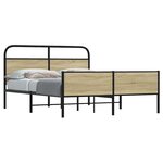 vidaXL Cadre de lit en métal sans matelas chêne sonoma 150x200 cm