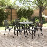 Ensemble de salle à manger de jardin de 7 pièces en aluminium coulé noir