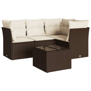 vidaXL Salon de jardin avec coussins 5 Pièces marron résine tressée