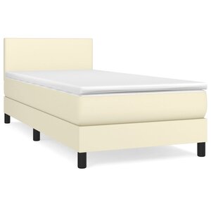 vidaXL Sommier à lattes de lit avec matelas Crème 100x200cm Similicuir