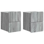 vidaXL Cabinet de chevet mural 2 Pièces Sonoma gris 33 x 34 5 x 43 cm