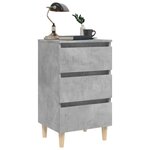 vidaXL Table de chevet avec pieds en bois solide Gris béton 40x35x69cm