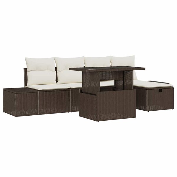 vidaXL Ensemble de canapé de jardin 7 Pièces Marron Poly rotin