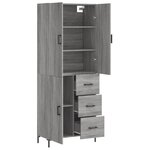 vidaXL Buffet haut Sonoma gris 69 5x34x180 cm Bois d'ingénierie