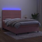 vidaXL Sommier à lattes de lit avec matelas LED Rose 140x190cm Velours