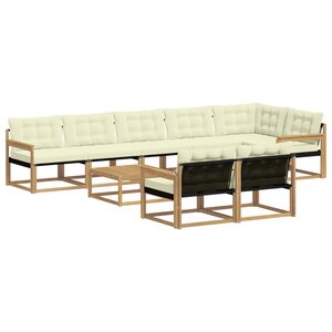 vidaXL Ensemble de canapés d'extérieur 9 pc Blanc et crème