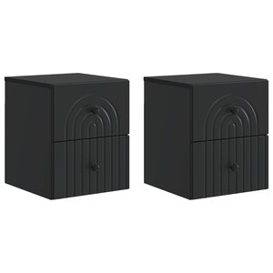 vidaXL Cabinet de chevet mural 2 Pièces Noir 33 x 34 5 x 40 cm