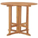 vidaXL Table à dîner pliable de jardin Ø90x75 cm Bois de teck solide