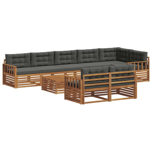 vidaXL Ensemble de canapés d'extérieur 9 pc Naturel et Anthracite