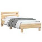 vidaXL Cadre de lit tête de lit et lumières LED chêne sonoma 75x190 cm
