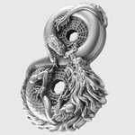 Pièce de monnaie en Argent 15000 Francs g 93.3 (3 oz) Millésime 2025 Figure 8 DRAGON AND SNAKE